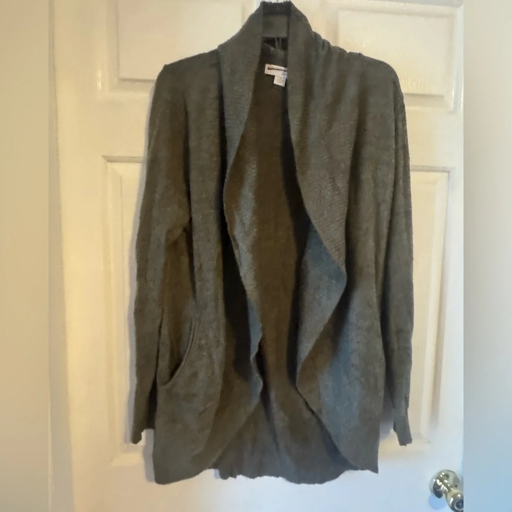 BAREFOOT DREAMS COZY CHIC LITE Soft Warm Mossy Olive Green Circle Cardigan Sz M - Picture 7 of 8